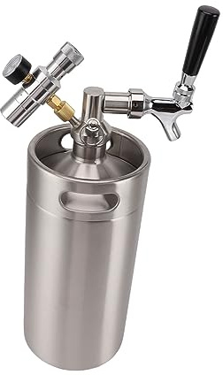 aqxreight 3.6L Rostfritt Stål ölkeg Mini Keg med Kran 150psi Tryckmätare Justerbar Kran för Hembryggning Av Hantverk öl Dispenser