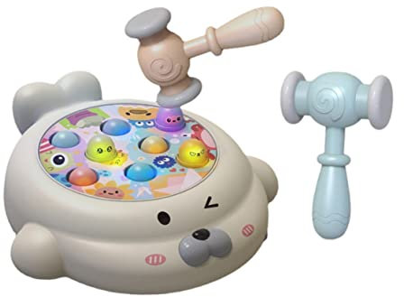 WEKAMOS Jeu D'attaque De Taupe Éducatif Jouet à Marteler pour Bébé 1-3 Ans, Taille Adaptée, Plastique Sûr Léger, Coordination Main-œil, Jeu Portatif pour Maison Parc École, Ensemble 2 Marteaux