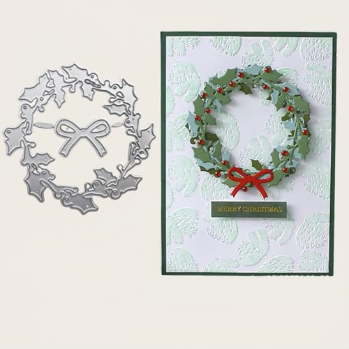 Sredwtk Weihnachtskranz Stanzschablonen Weihnachten Metall Prägeschablonen Stanzformen Schneiden für DIY Karte Sammelalbum Scrapbooking Fotoalbum Deko Cutting Dies