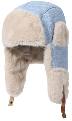 LY4U Winter Trappermützen mit Dickem Kunstfell, Ohrenklappen und Verstellbarem Kinnriemen - Unisex Ushanka Pilot Style für Herren Frauen, Winddichter Thermohut