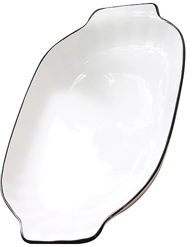 Zerodeko Plato de Cerámica Doble Asa Resistente al Horno para Pescado y Ensaladas Material Premium Microondas y Lavavajillas para Reuniones Familiares y Decoración de Mesa