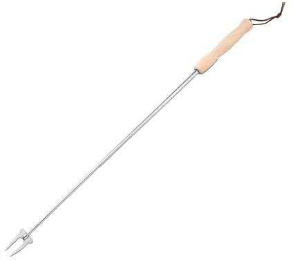 Teleskop-Bratengabel, 81,3 cm, Edelstahl, Grillgabel mit Holzgriff, verstellbar, Camping-Grillwerkzeug