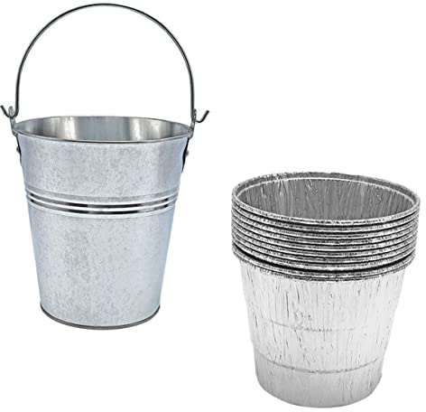 ibasenice 10 Pezzi Secchio per Barbecue Esterno con Copri- USA e Getta Contenitore Leggero e Portatile per Grill Carbonella Facile da Installare e Pulire per Feste e