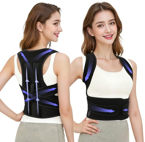 FOSER Rücken Geradehalter, Haltungskorrektur Damen Herren, Rückenstützgürtel (XL), Hautfreundlich und atmungsaktiv, Verstellbare Haltungstrainer Rückengurt, für Schulter Nacken Rückenstütze (XL)