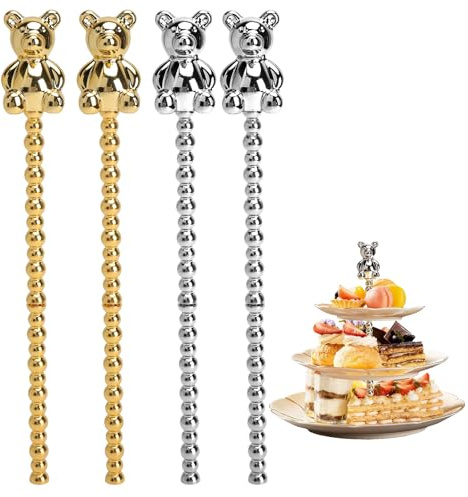 KQDRAVINE Etagere Stangen Set Metall, Etageren Stangen, Etagere Bausatz Metallstangen Gold für DIY Zubehör 2 bis 3 Etagen, Zinklegierung ohne Teller für Hochzeit Party Dessert