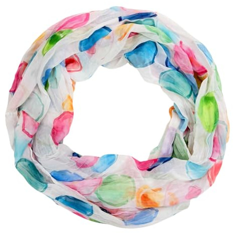 Jeamis Kreis Seide Loop Farbverlauf Frühling Rundschal Rainbow Unisex Sommer Leicht Schal Stola Dots (Kreis25BB Bunt)