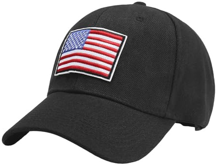 Generisch Gorra de béisbol con bandera de Estados Unidos para hombres y mujeres, perfil bajo, color sólido, Bk1, talla única