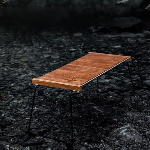 Yctze Tavolo da Campeggio Pieghevole, Tavolo Portatile con 6 Assi di Legno, Telaio in Acciaio Inossidabile Resistente per Viaggi all'aperto, Campeggio, Picnic e Barbecue, Legno Marrone,