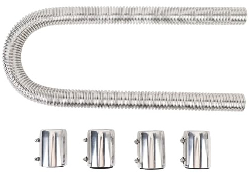 Kit Tubo Flessibile Acqua Refrigerante per Radiatore, Acciaio Inossidabile da 48 Pollici, Tubo Universale per Raffreddamento Motore - Morsetti Regolabili, Installazione Facile, (Argento)