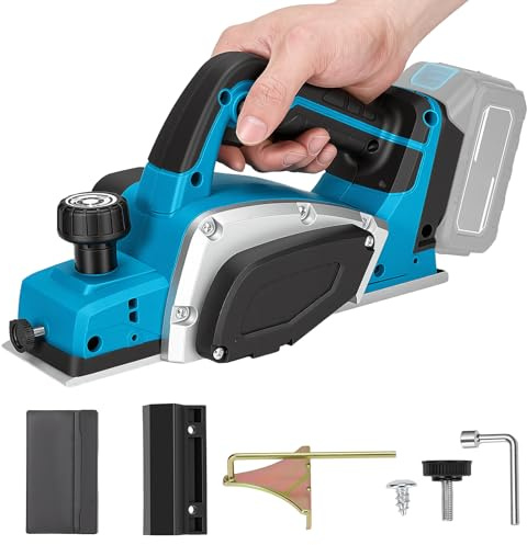Elektrohobel 650w mit Bürstenloser Motor,Akku Hobel kompatibel mit Makita 18V,Elektrischer Handhobel mit 15000 U/min,82mm Hobelschneidenbreite & 1mm Tiefe,Holzhobel für Holzbearbeitung,ohne Akku