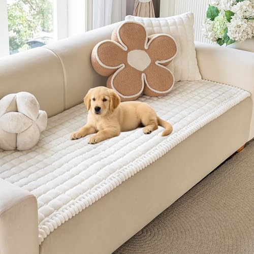 Royhom Pet Sofa Cover for Dogs, Plush Settee Covers, White, 70x120cm