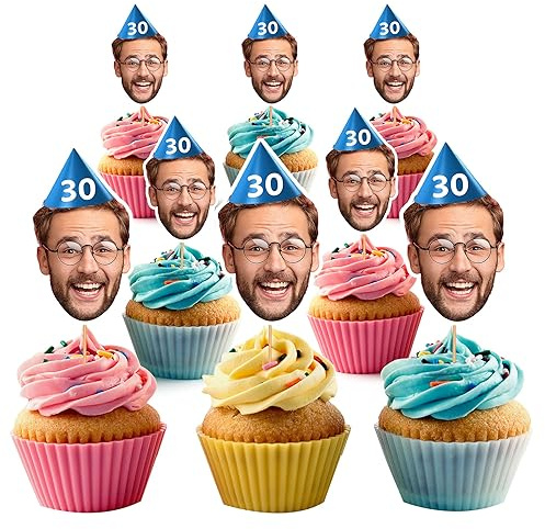 Personalised Cupcake Toppers Photo Face Faces Custom Cake Topper 30th Birthday Party Decorations 21st 25th 40th SPD30