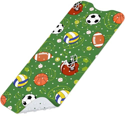 SHUCHING Alfombra Bañera Antideslizante Fútbol 100 X 40 cm | Alfombra Ducha Antideslizante Niños, Alfombrilla Baño Antideslizante Bebe, Antimoho y Antibacteriana, Sin BPA