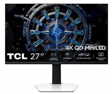 TCL 27C2A Monitor Gaming 27 Pulgadas QD-Mini LED 4K UHD 160Hz, 320Hz FHD, 1200 nits, 1ms, AMD FreeSync Premium