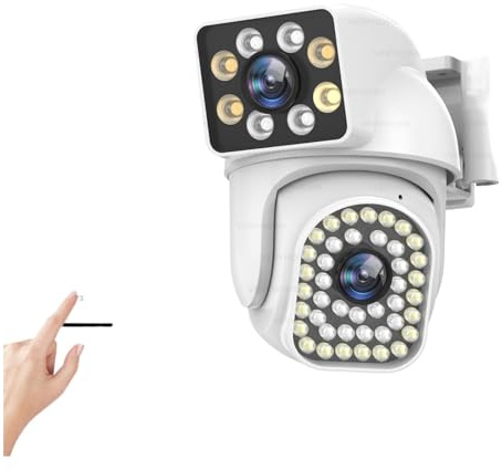 Övervakningskamera, 8MP IP-kamera Dubbellins PTZ Fullfärg Night Vision Övervakningskameror Människoupptäckt spårning utomhus Vattentät 8x zoom