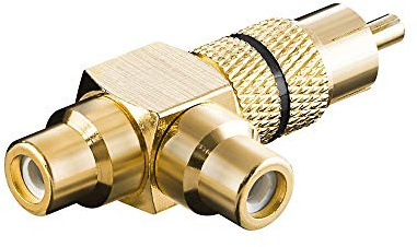 Adaptateur Cinch Y, Mâle vers 2 x Femelle, Version Or, Noir