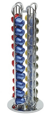 MACOM, Dispenser Portacapsule Nespresso per Macchine Caffè, 40 capsule, acciaio cromato, Just Kitchen 832 Totem Coffee