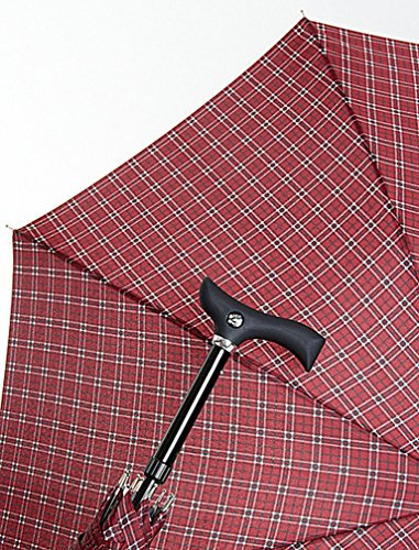 DESIGNER Automatik Regenschirm GEHSTOCK Bordo KARO SPAZIERSTOCK für Senioren