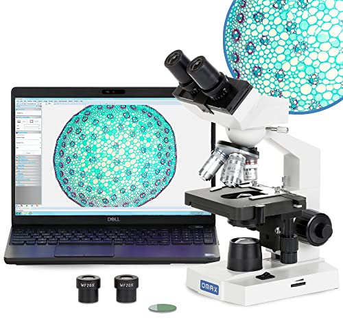 Omax 2000 x Compuesto Binocular Microscopio LED w funda de vinilo + en Blanco diapositivas + fundas + lente Paper
