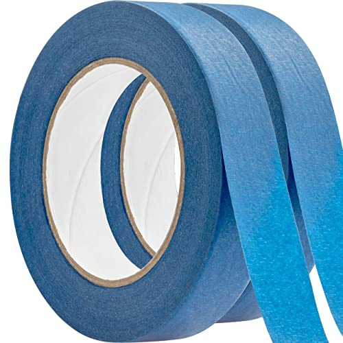 No-Residue 1 Inch, 60 Yard Blue Painters Tape 2 Pk. Easy-Tear, Pro-Grade Removable Masking Tape Great for Home, Office, Commercial Contractor. Clean, Drip-Free Painting with Wide Crepe Paper Rolls