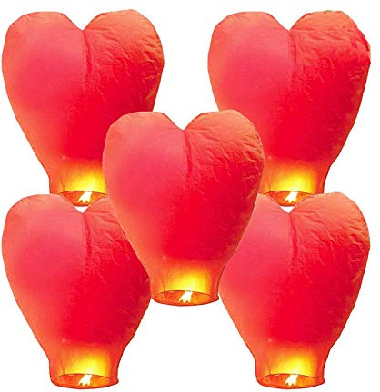 LABOTA 5 Pack Chinese Sky Lanterns - Eco Friendly, 100% Biodegradable Wire-Free Fire Resistant Paper Lantern to Release in Sky,Weddings & Parties & Festivals (Set of 5,Red)