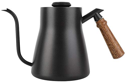 Kaffeetasse,850ml Edelstahl tropft über Kaffeekessel Schwanenhals mit Holzgriff