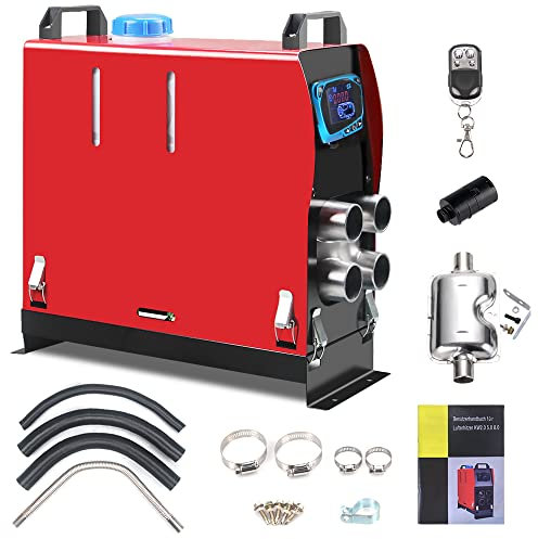 Anbull 8KW Diesel Standheizung, 12V Diesel Luftheizung Kraftstoff Auto Heizung Lufterhitzer Dieselheizung mit Fernbedienung LCD Monitor für RV, Boote (4 Luftdüsen New)