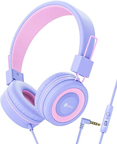 Casque Audio Enfant, iClever Casque Filaire pour Enfants, Serre-tête Ajustable, Son stéréo, Fils Pliables, Fils démêlés, Prise auxiliaire 3.5 mm, 85/94 DB Volume Limité, Casque pour Enfants