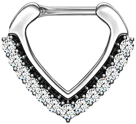 Taffstyle Piercing Chirurgenstahl Clicker mit Dreieck V Form Strass Kristall für Ohr Nase Lippe Intim Ring