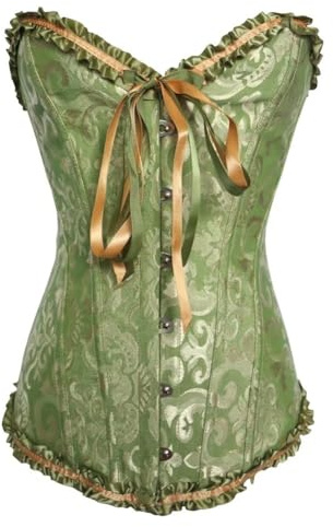 Dreamburn Korsett, bustier, brudunderkläder med snörning, satinkorsett med skenor, gotisk överbystkorsett för kvinnor, body, midjetränare, gRÖN, M
