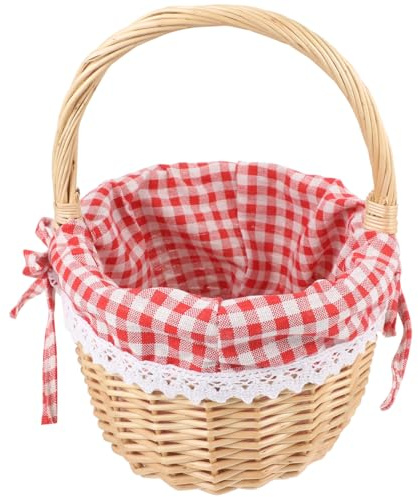Panier De Rangement En Osier Tissé À La Main Avec Doublure À Carreaux Rouges Panier Pique Rectangulaire Taille Cadeau Et Corbeille De Fruits Pour Cuisine Et Maison