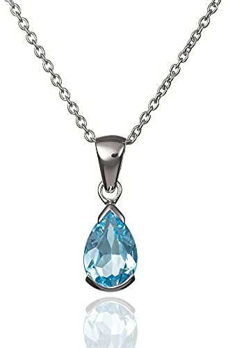 namana 925 Sterling Silber Halskette für Frauen mit Halbedelsteinen, Natürliche Edelstein-Halskette für Damen, 925 Silber Anhänger-Halskette mit birnenförmigen Natursteinen
