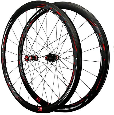 Fahrrad Laufradsatz 700C Fahrradradsatz Vordere Hintere Rennrad-Rad-Rad C/V-Bremse 38/40/55MM Felge Quick Release-Hub Mit Abgedichteten Lagern for 7-12 Kassette Freilauf (Size : 38mm Black Carbon)