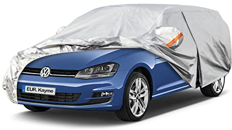 Kayme Autoabdeckung Wasserdicht Atmungsaktiv Passend für Volkswagen Golf Sportsvan MK7(2012-2024),Vollgarage Autoplane für Regen Sonne Staub Schutz,Auto Abdeckplane Faltgarage(3-7 Tage liefern)