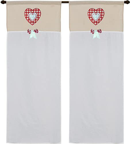 coppia di tendine a vetro da cucina a pannello con passante art MARYLAND tessutto effetto lino seta in poliestere per finestra e porta finestra in salotto cucina bagno mis 60x240cm cuore bordò