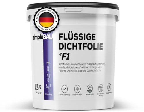 simpleBAU Dichtmasse Wasserdicht 1.5kg Lösemittelfrei Einkomponente Fliesen
