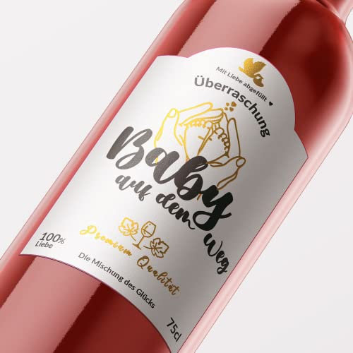 OLYMPE - Premium-Etikett Original-Schwangerschaftsankündigung - Flasche Großeltern - Baby unterwegs - Wein- und Champagner-Etikett Geburtsankündigung