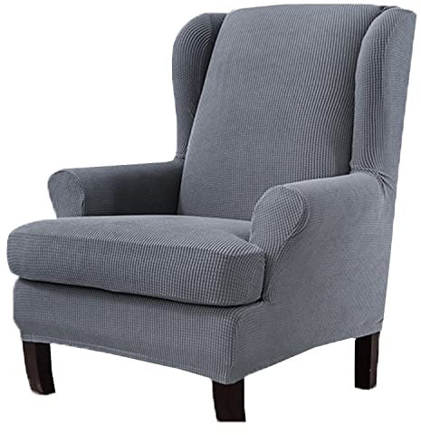 2 Teilig Jacquard Ohrensessel Überzug,Ohrensessel Husse Sessel Bezug Husse für Ohrensessel Antirutsch Spandex Sesselbezug ,Elastisch Stretch Husse Für Ohrensessel ,Sofabezug Elastischer Sofaüberwurf (