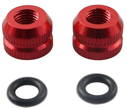 JCBIZ 2PCS Bicycle Vacuum Tire Presta Valve Nuts Bicyle Inner Tube Valve Nuts with Sealed O Ring for Most Mountain Bikes Road Bikes, Red