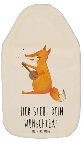 Mr. & Mrs. Panda Personalisierte Wärmflasche Fuchs Gitarre - Personalisierte Geschenke, Wärmflasche mit Namen, Personalisiertes Wärmekissen, Sänger,