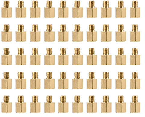 YOKIVE 50Stk M3 Abstandshalter Schrauben Messing Sechskant PCB Abstandshalter Halten Höhe Konsistent Perfekt für Hauptplatine (Gold Ton 5mm+3mm)