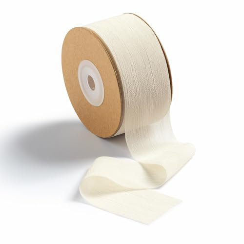 MORSUNBELA Geschenkband Beige Breit Schleifenband Creme 3,8 cm x 23 m Chiffonband Hochzeit Seidenband Geschenk Dekoband Geburtstag Stoffband für Basteln