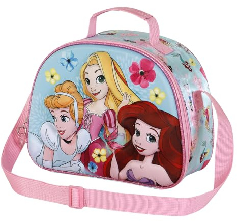Disney Princesas, Bolsa Portamerienda 3D, 25.5 x 20 cm, Azul/Rosa Adorable