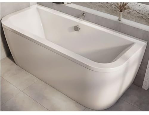 MILANO White 1700x750mm Double Ended D Shaped Back to Wall Bath Side Panel