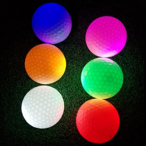 Ljusa LED-Lysande Golfbollar - 6 st för Nattträning och Långdistansskott - Rosa, Röd, Blå, Grön, Gul, Vit