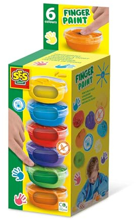Peinture au doigt 6 couleurs x 45ml - SES CREATIVE - Intensité des couleurs et facilité de lavage.