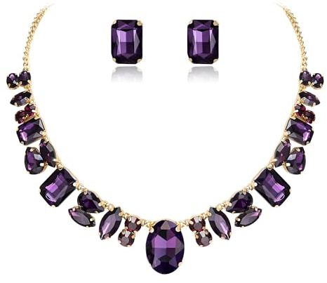 EVER FAITH Strass Halskette mit Ohrstecker, schillernd Kristall Hochzeit Party Kostüm Statement Schmuck Sets für Damen