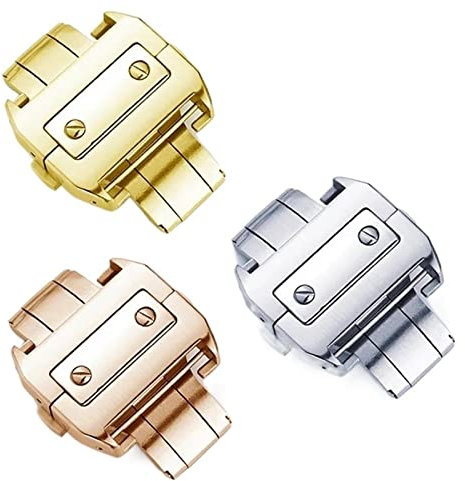 BUDAY 18 21 mm massiver Edelstahl-Doppel-Klick-Verschluss für Cartier Santos Armband, Metallschnalle, Metall, gold, 21mm