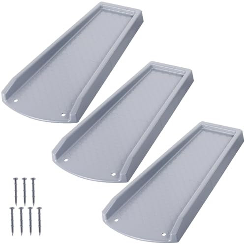 plusgutter Lot de 3 rallonges de bec de descente de gouttière pour drainage de l'eau, protections anti-éclaboussures de 61 cm, plateaux de drainage à bec fixe avec clous en polyéthylène (gris)