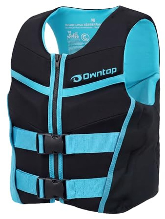 Owntop Buoyancy Aid Teens Kids, Adjustable Junior Swim Vest Unisex, Buoyancy Vest with Dual Safety Buckles for Swimming, Kayaking, Fishing, Sailing, SUP (Black,M)